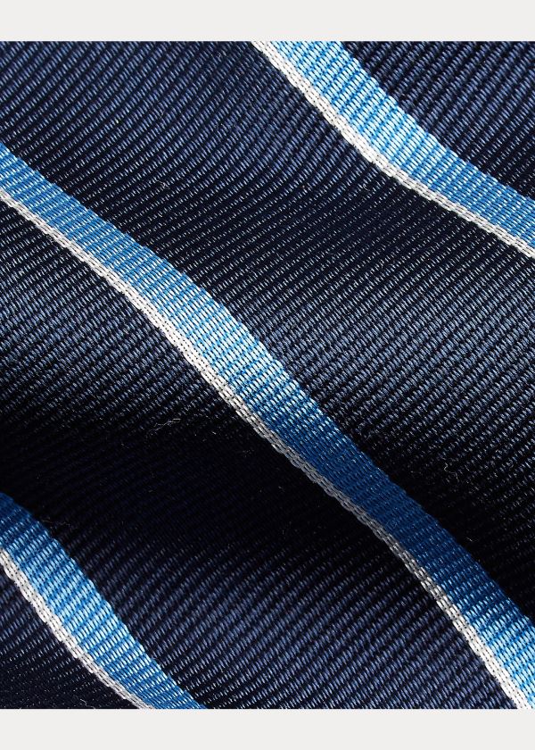 Ralph Lauren Striped Silk Narrow Tie Tmavě Blankyt | ViNDuIWO