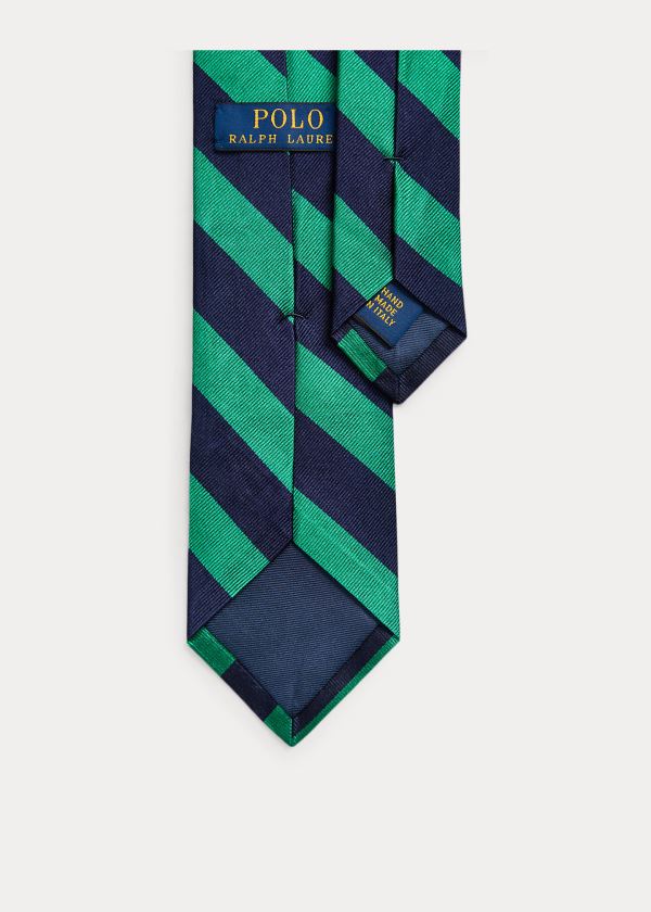 Ralph Lauren Striped Silk Repp Narrow Tie Tmavě Blankyt Zelene | Gq6hTyJU