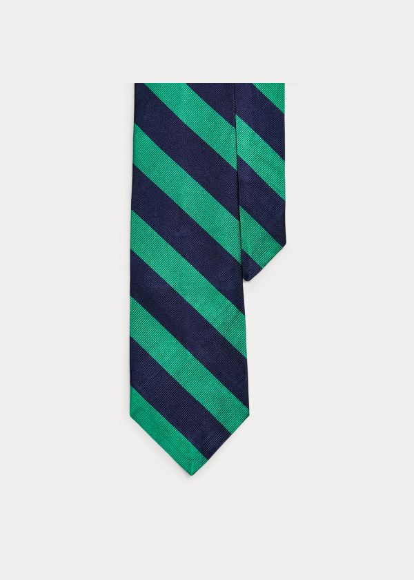 Ralph Lauren Striped Silk Repp Narrow Tie Tmavě Blankyt Zelene | Gq6hTyJU