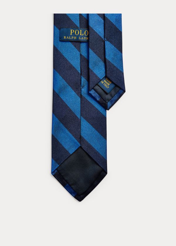 Ralph Lauren Striped Silk Repp Narrow Tie Tmavě Blankyt Královská Modrá Blankyt | JTFmC8t1