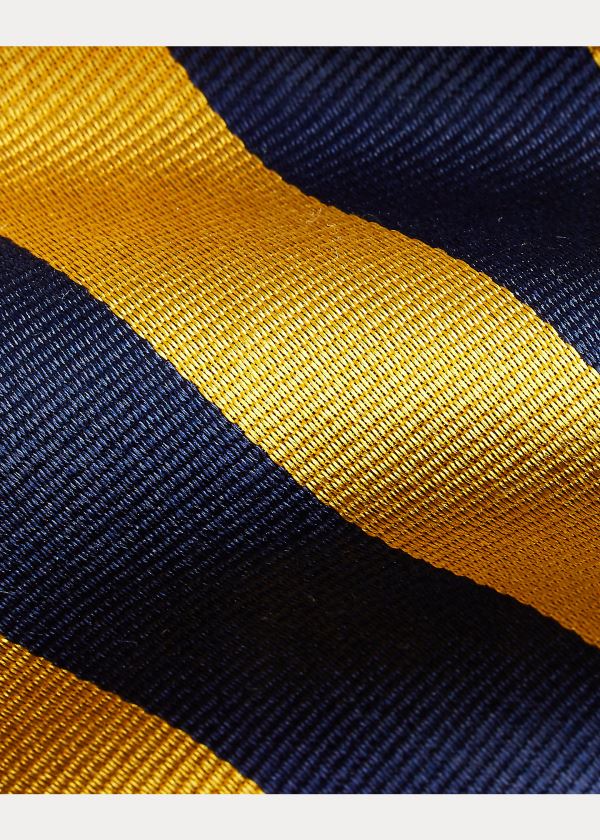 Ralph Lauren Striped Silk Repp Narrow Tie Tmavě Blankyt Zlaté | qkyTndBX