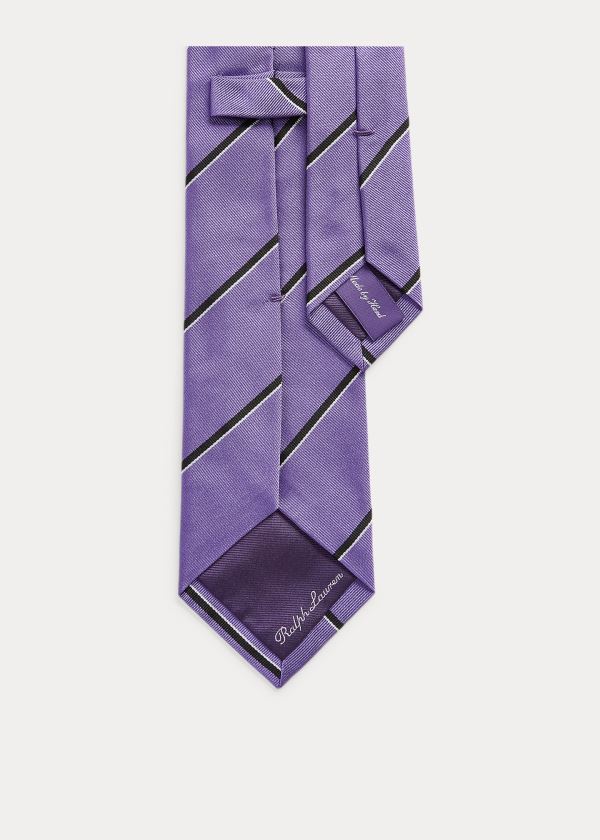 Ralph Lauren Striped Silk Repp Tie Fialové Černé | z7AhtYI2