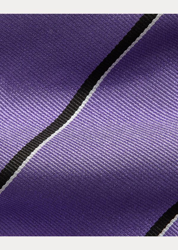 Ralph Lauren Striped Silk Repp Tie Fialové Černé | z7AhtYI2