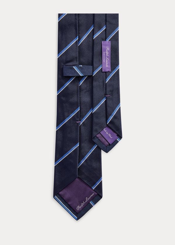 Ralph Lauren Striped Silk Repp Tie Tmavě Blankyt Blankyt | DbOYpkas