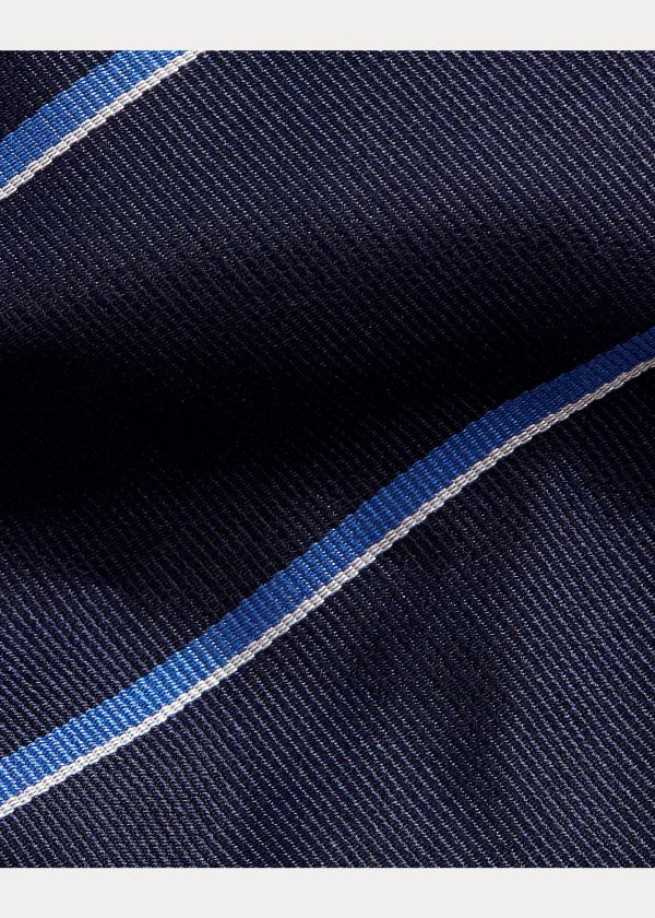 Ralph Lauren Striped Silk Repp Tie Tmavě Blankyt Blankyt | DbOYpkas