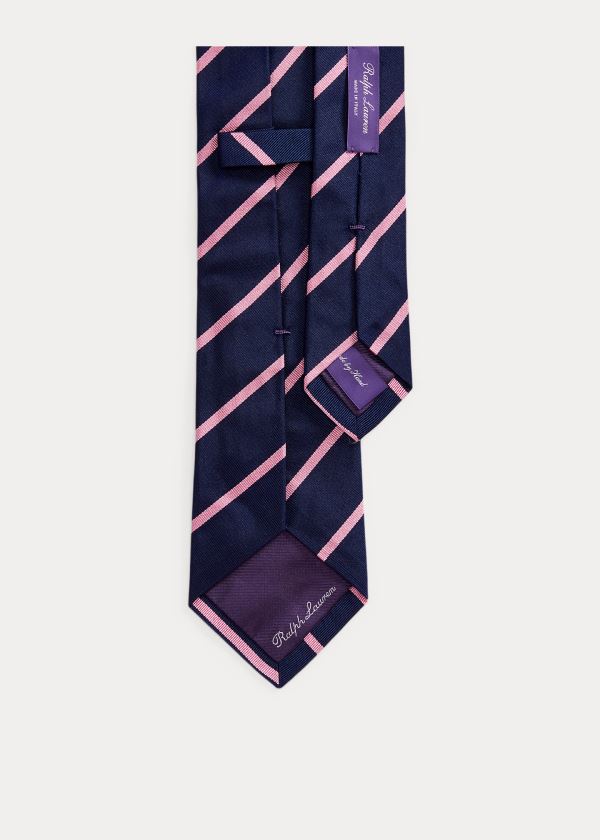 Ralph Lauren Striped Silk Repp Tie Tmavě Blankyt Růžové | tShG4QgT