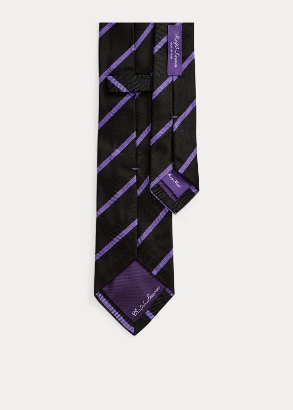 Ralph Lauren Striped Silk Repp Tie Černé Krém | A7PxQ5GB