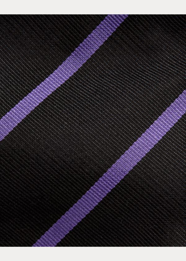 Ralph Lauren Striped Silk Repp Tie Černé Krém | A7PxQ5GB