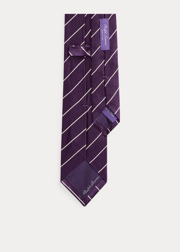 Ralph Lauren Striped Silk Satin Tie Tmavě Fialové | 6z9SWG9U