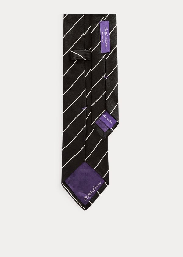 Ralph Lauren Striped Silk Satin Tie Černé | hOgYyryl