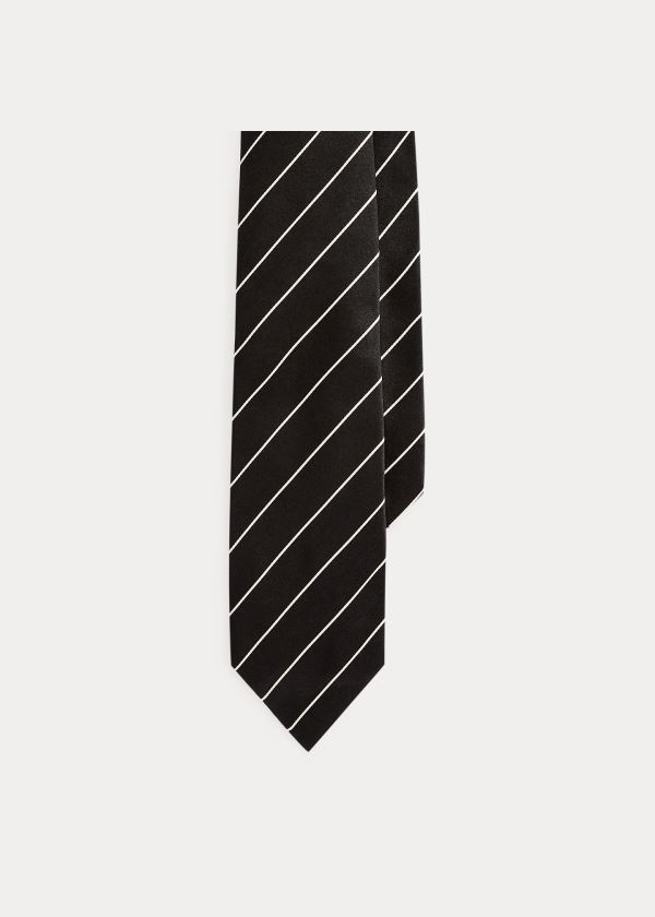 Ralph Lauren Striped Silk Satin Tie Černé | hOgYyryl