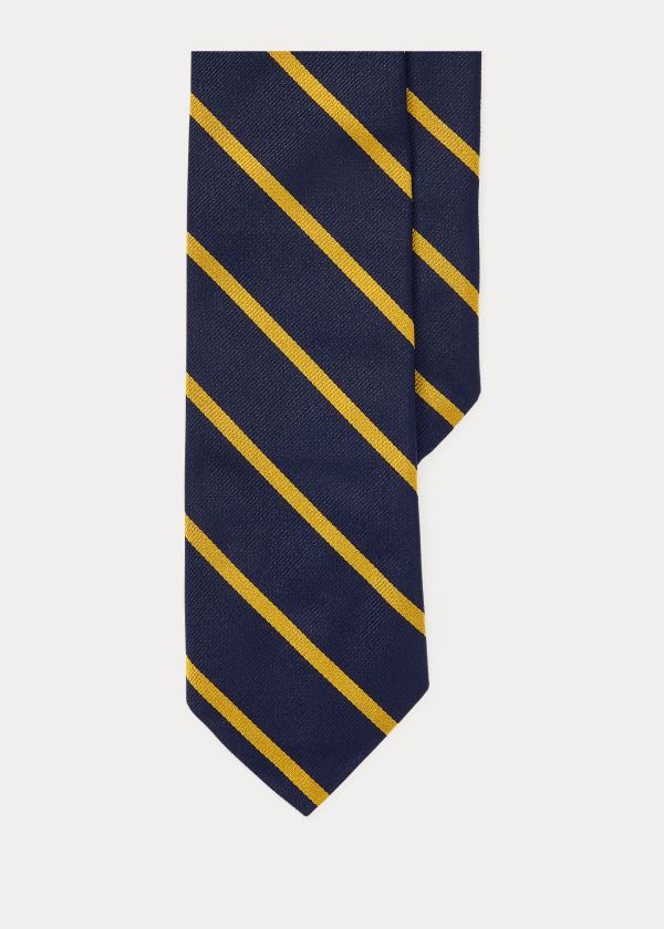 Ralph Lauren Striped Silk Twill Narrow Tie Tmavě Blankyt Zlaté | uo5kx3w5