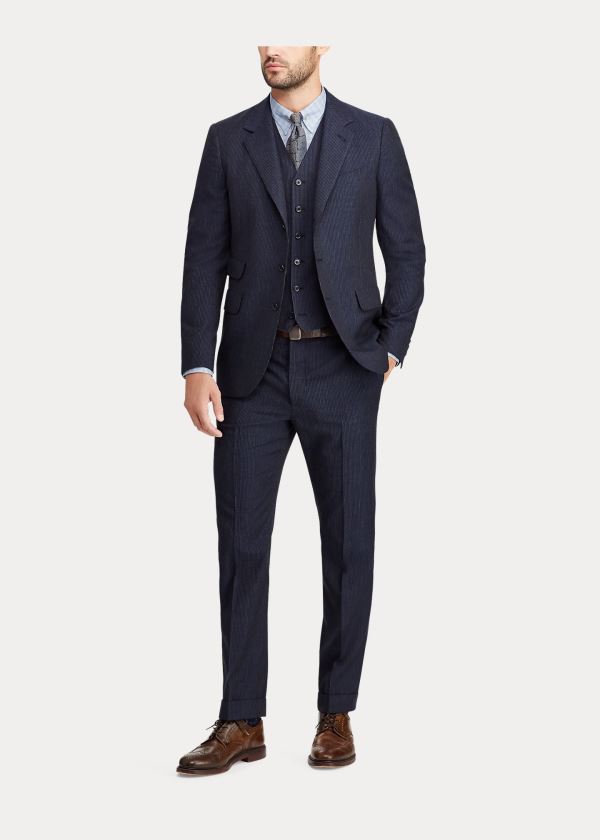 Ralph Lauren Striped Suit Jacket Tmavě Blankyt Bílé Proužek | wRZ6oOxQ