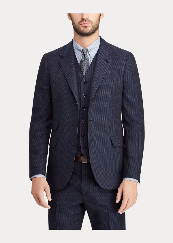 Ralph Lauren Striped Suit Jacket Tmavě Blankyt Bílé Proužek | wRZ6oOxQ