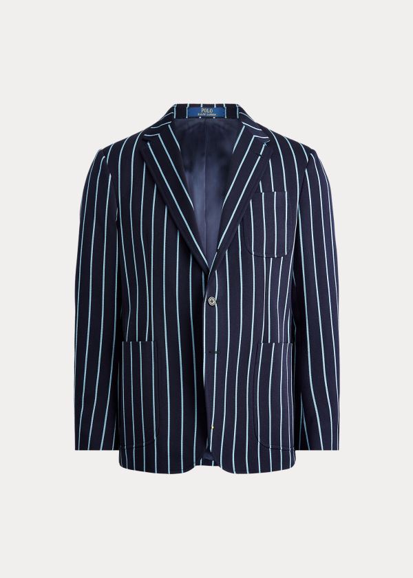 Ralph Lauren Striped Wool Sportovní Coat Tmavě Blankyt Blankyt | BnhciULo