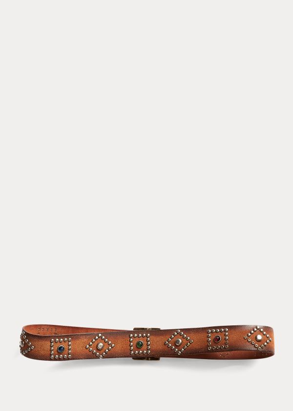 Ralph Lauren Studded Roughout Læder Belt Světle Hnědé | 19OMFmys