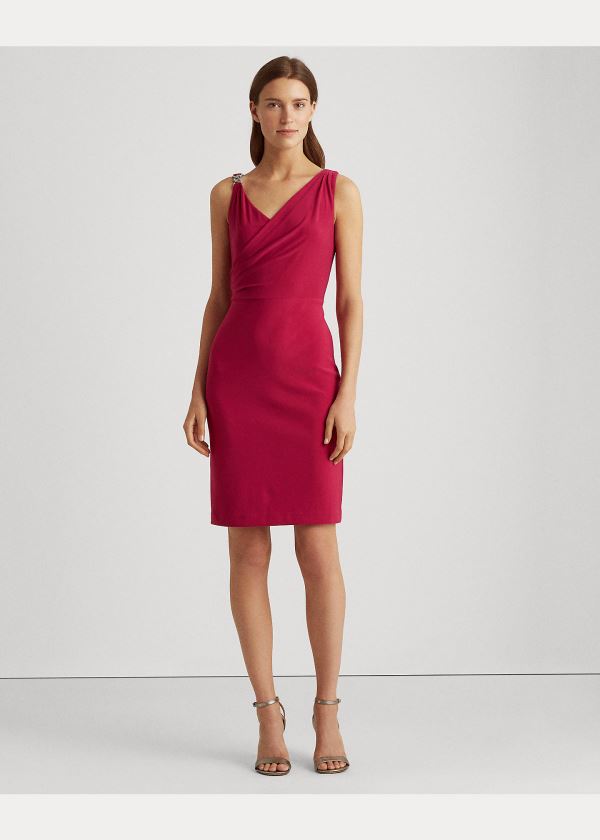 Ralph Lauren Surplice Cocktail Šaty Světle Fuchsie | 4XNJK984