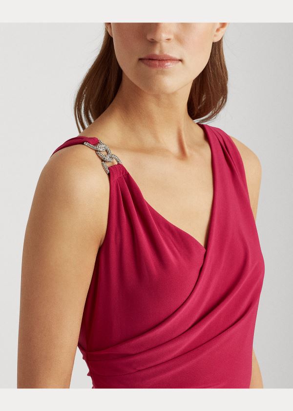 Ralph Lauren Surplice Cocktail Šaty Světle Fuchsie | 4XNJK984