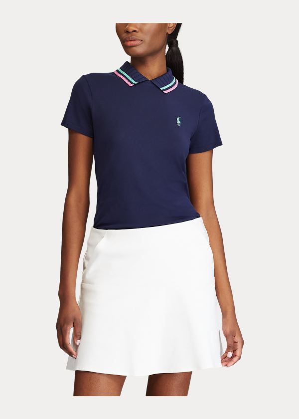 Ralph Lauren Tailored Fit Stretch Golfové Polo Tmavě Blankyt Bílé | jf8289Ky