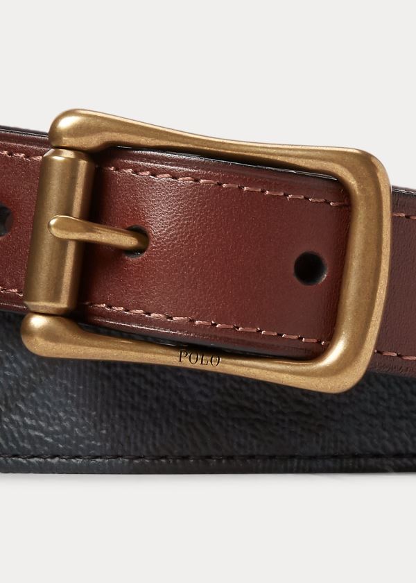 Ralph Lauren Tartan Faux-Læder Belt Hnědé | JbuQ24dX