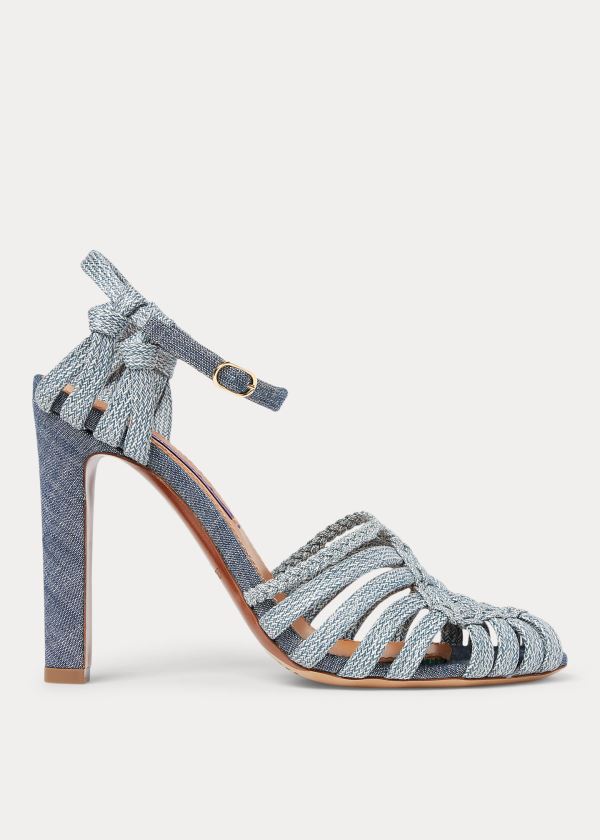 Ralph Lauren Telma Woven Bavlněné Sandal Blankyt | 9VPYmSR9