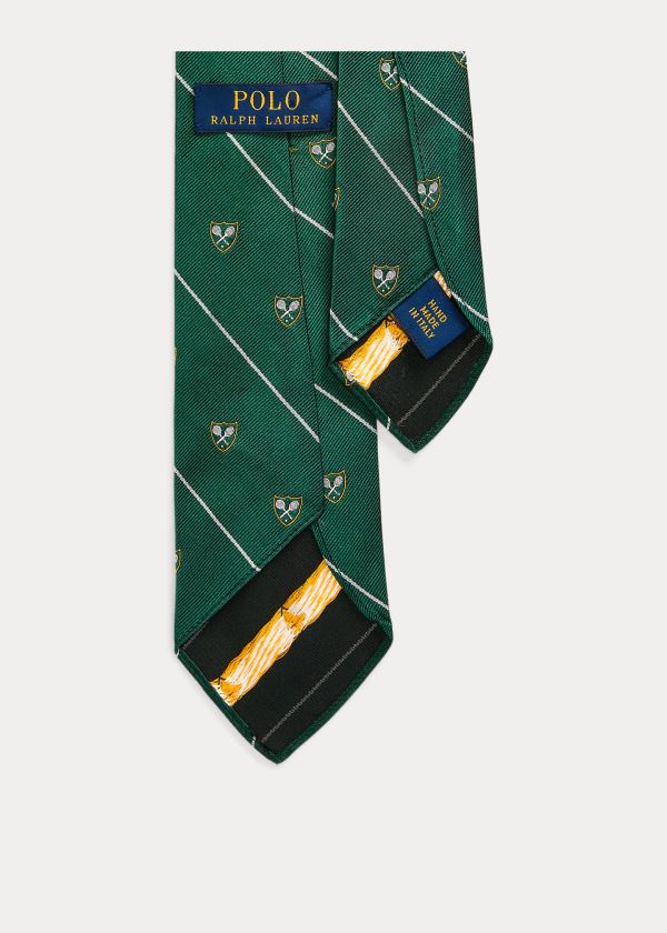 Ralph Lauren Tenisové Silk Club Tie Zelene Bílé | gAUmUnBs