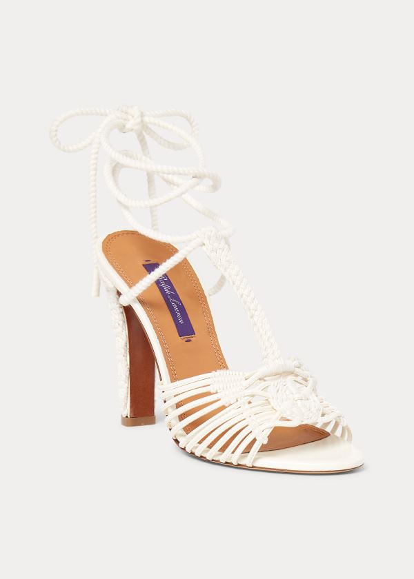 Ralph Lauren Tenley Bavlněné-Læder Sandal Béžový | 2tLPijac