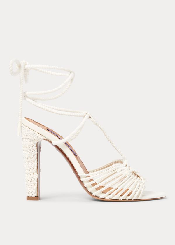 Ralph Lauren Tenley Bavlněné-Læder Sandal Béžový | 2tLPijac
