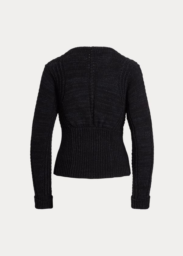 Ralph Lauren Textured Bavlněné Cardigan Černé | zAhPwXn8