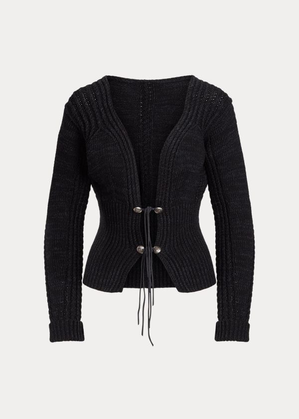 Ralph Lauren Textured Bavlněné Cardigan Černé | zAhPwXn8