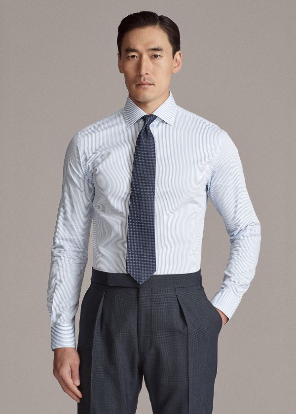 Ralph Lauren Textured-Stripe Shirt Blankyt Bílé | Lo2VHBiu