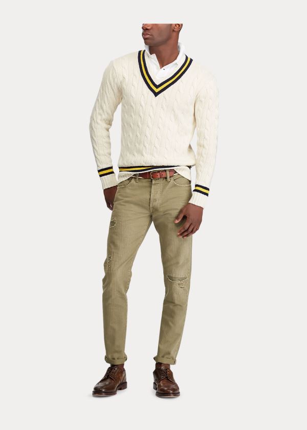 Ralph Lauren The Iconic Cricket Svetrové Krém Tmavě Blankyt Žluté | LOoYzjZO
