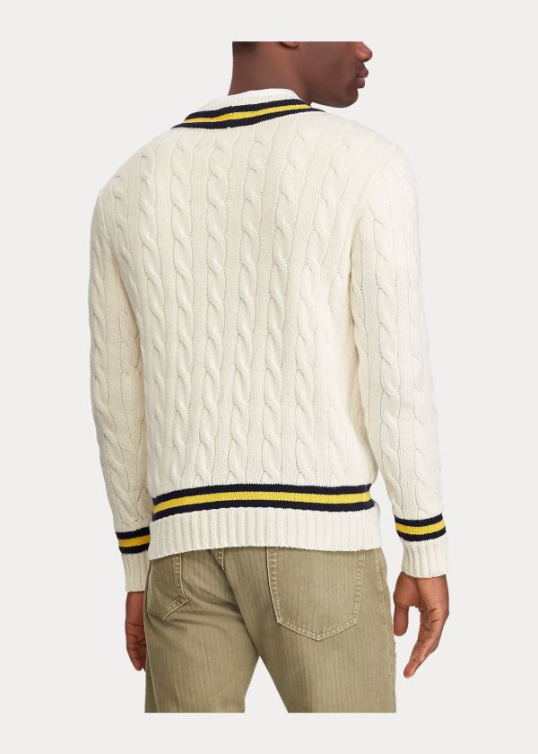 Ralph Lauren The Iconic Cricket Svetrové Krém Tmavě Blankyt Žluté | LOoYzjZO