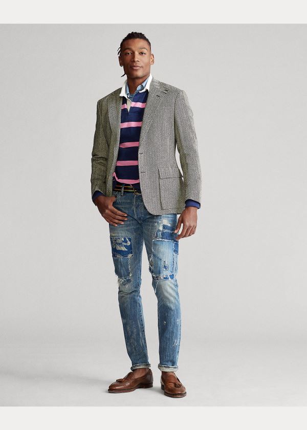 Ralph Lauren The RL67 Herringbone Jacket Černé Krém | Mh6wRDPW
