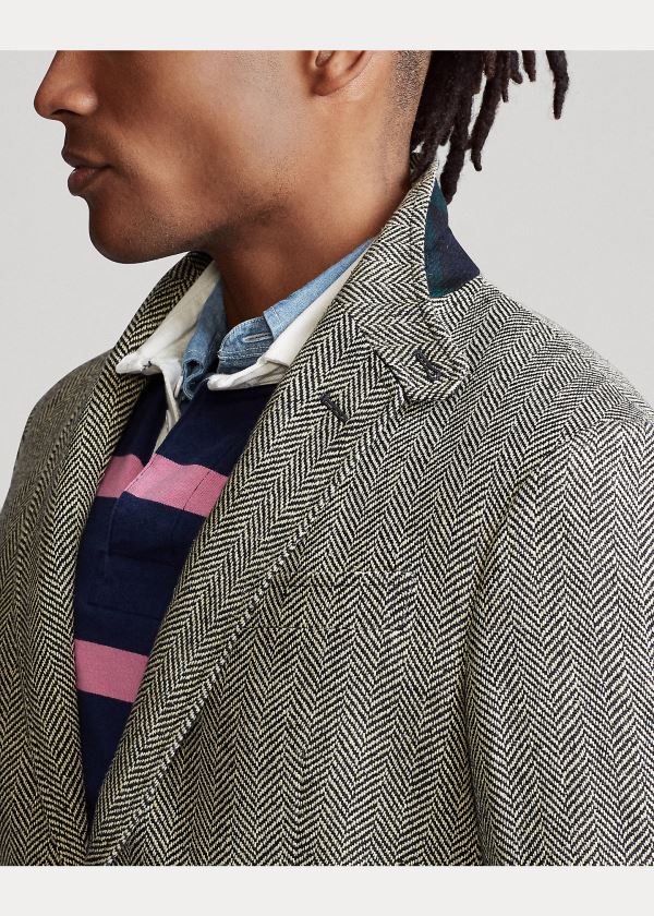 Ralph Lauren The RL67 Herringbone Jacket Černé Krém | Mh6wRDPW