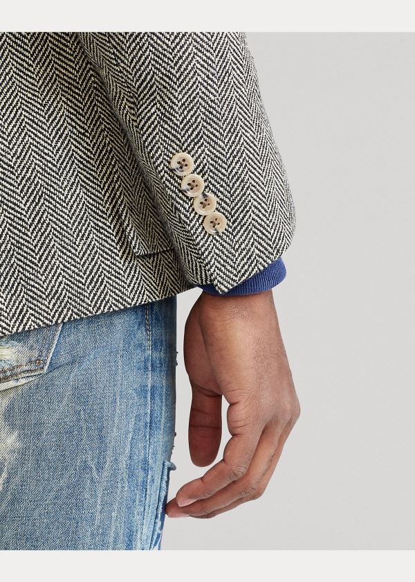 Ralph Lauren The RL67 Herringbone Jacket Černé Krém | Mh6wRDPW