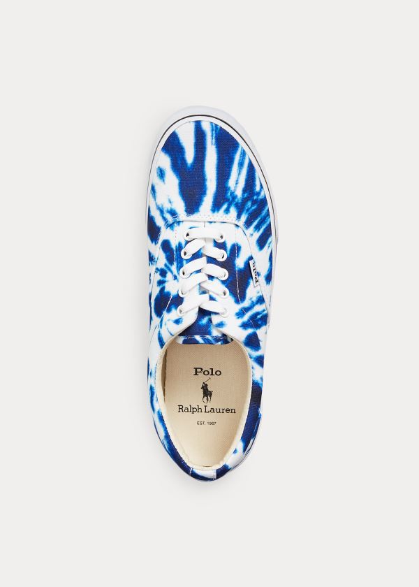 Ralph Lauren Thorton Tie-Dye Platene Sneakers Bílé Tmavě Blankyt | xSQlOcNX