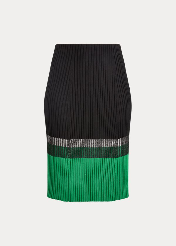 Ralph Lauren Three-Tone Ribbed Skirt Černé Krém Zelene | ZgruOqpE