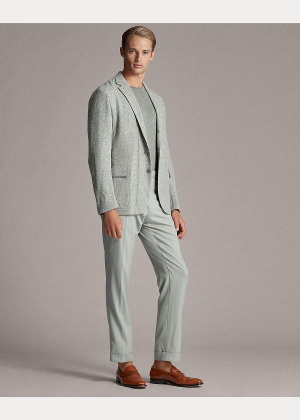 Ralph Lauren Tick-Weave Sportovní Coat Světle Šedé Krém | xHmRLw9m