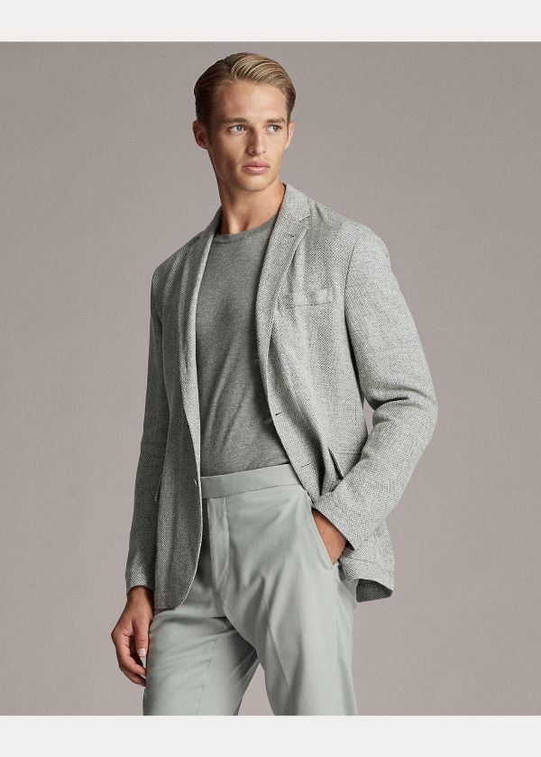 Ralph Lauren Tick-Weave Sportovní Coat Světle Šedé Krém | xHmRLw9m