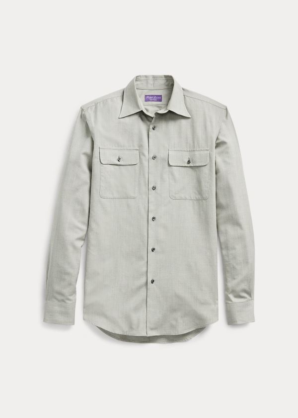 Ralph Lauren Tick-Weave Workshirt Šedé Krém | 62XyJ4WP