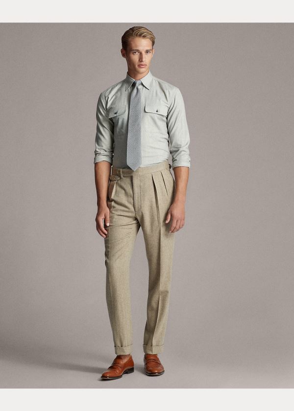 Ralph Lauren Tick-Weave Workshirt Šedé Krém | 62XyJ4WP