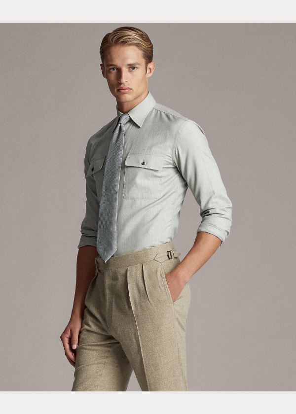 Ralph Lauren Tick-Weave Workshirt Šedé Krém | 62XyJ4WP