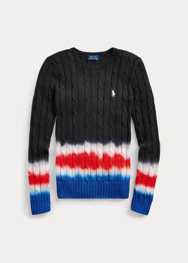 Ralph Lauren Tie-Dye Cable-Knit Svetrové Černé Viacfarebný | LUWMY3gd