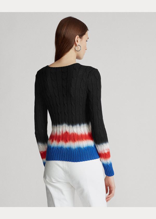 Ralph Lauren Tie-Dye Cable-Knit Svetrové Černé Viacfarebný | LUWMY3gd