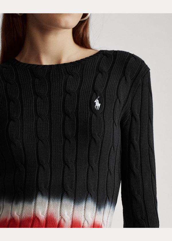 Ralph Lauren Tie-Dye Cable-Knit Svetrové Černé Viacfarebný | LUWMY3gd