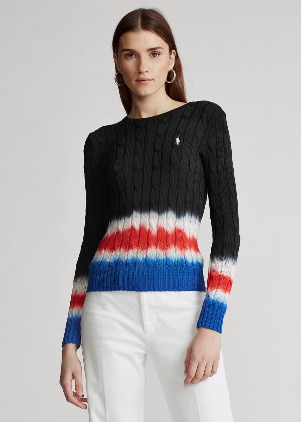 Ralph Lauren Tie-Dye Cable-Knit Svetrové Černé Viacfarebný | LUWMY3gd