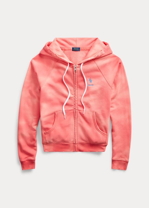 Ralph Lauren Tie-Dye Fleece Full-Zip Hoodie Koralove Bílé | hOJVjNWL