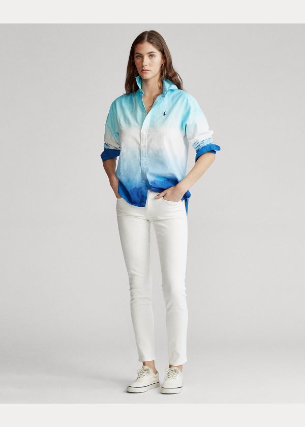 Ralph Lauren Tie-Dye Oxford Shirt Bílé Blankyt | x4IT3LKa