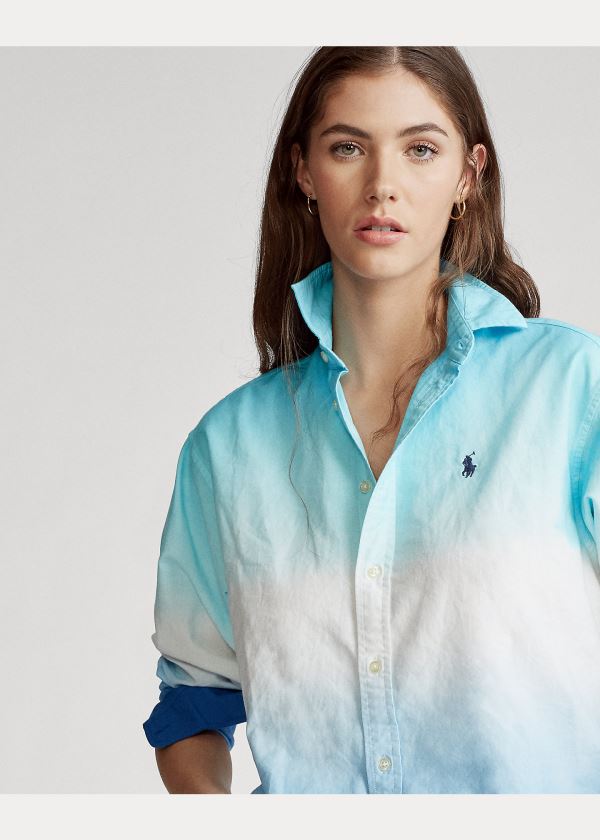 Ralph Lauren Tie-Dye Oxford Shirt Bílé Blankyt | x4IT3LKa